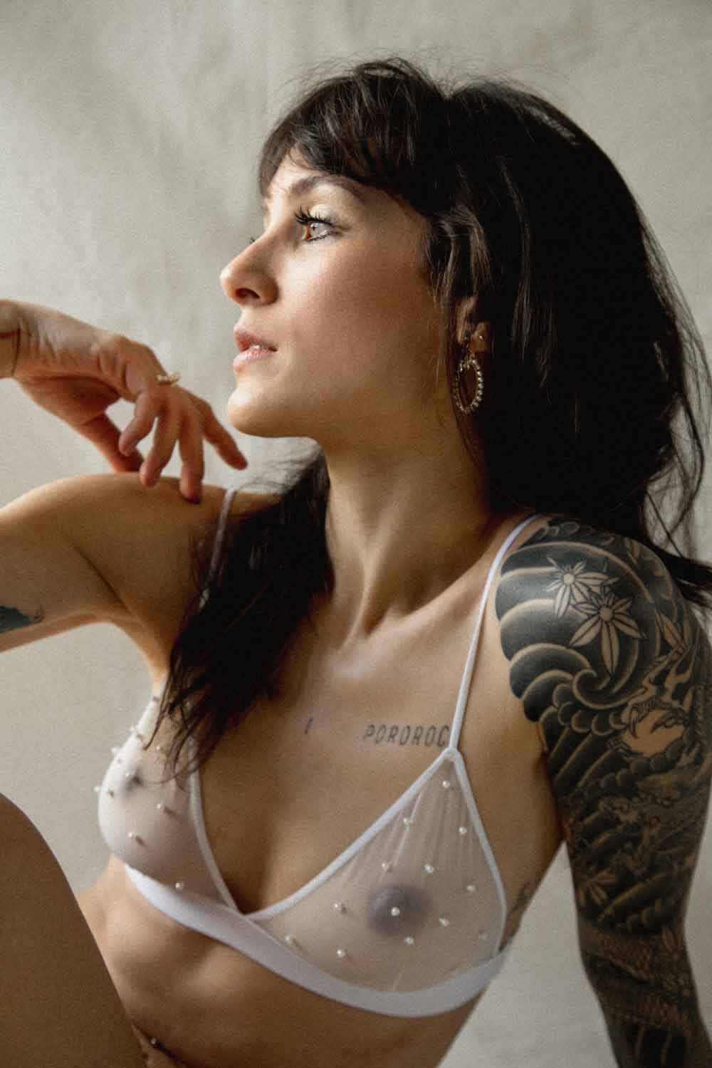 Sutiã Praew - Bralette em Tule e Pérolas Bordadas à Mão