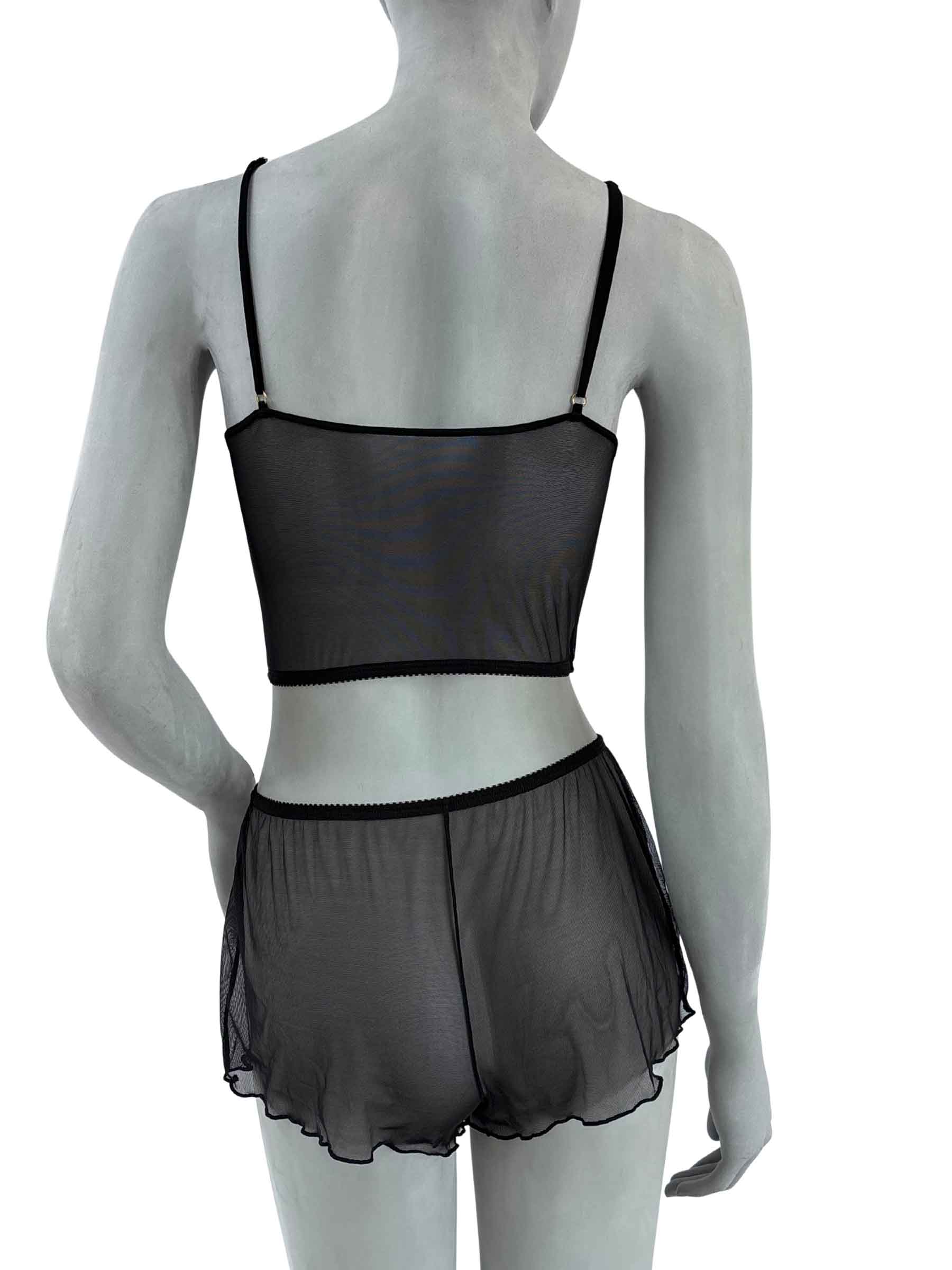 Sutiã Angela longline, tule preto, costas, com decote reto e recorte valorizando silhueta, alças reguláveis em elástico fino, lingerie confortável sem bojo, design autoral da Cisô Atelier